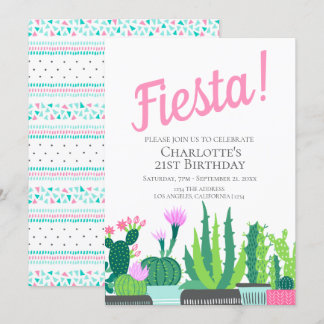 Fiesta Birthday sukkulente Kakteen Hochzeit Einladung