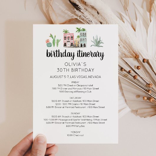 Fiesta Birthday Weekend Itinerary Card Einladung