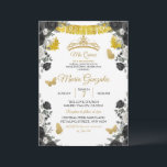 Fiesta Black & Gold Butterfly Mis XV Anos Einladung<br><div class="desc">Fiesta Black & Gold Butterfly Mis XV Anos Einladung</div>