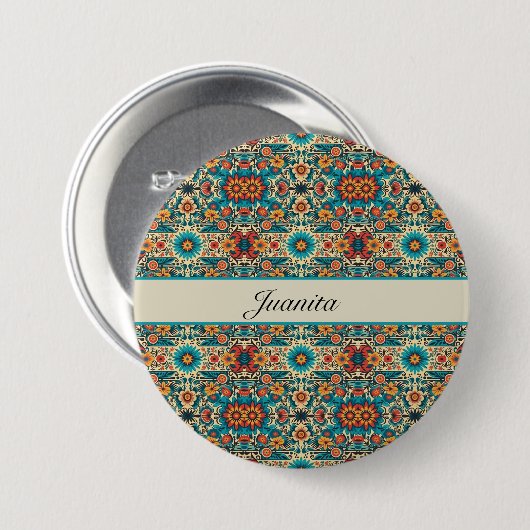 Fiesta Blooms anpassbar Button (Vorne & Hinten)