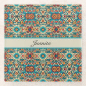 Fiesta Blooms, anpassbar Glasuntersetzer (Vorderseite)