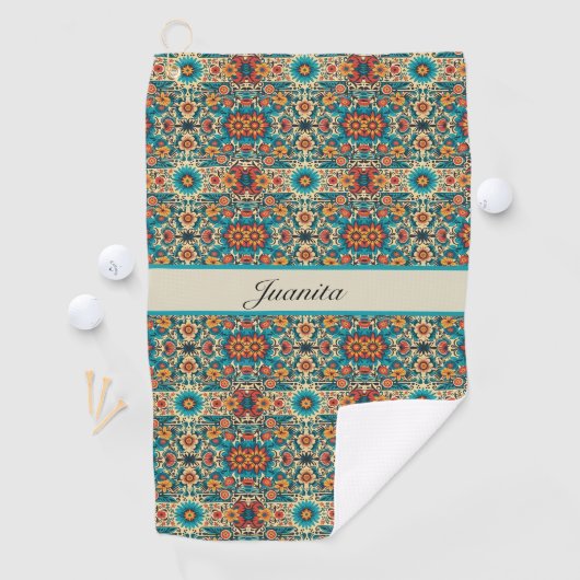 Fiesta Blooms, anpassbar Golfhandtuch (Insitu)