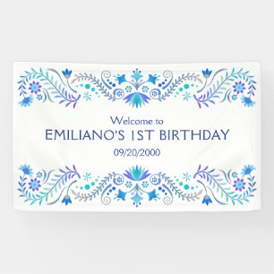 Fiesta Blue Birthday Shower Wedding Banner
