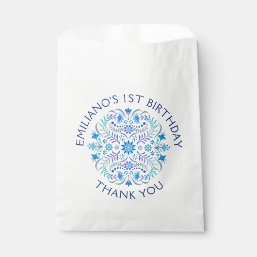 Fiesta Blue Birthday Shower Wedding Geschenktütchen (Vorderseite)