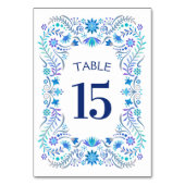Fiesta Blue Birthday Shower Wedding Tischnummer (Rückseite)