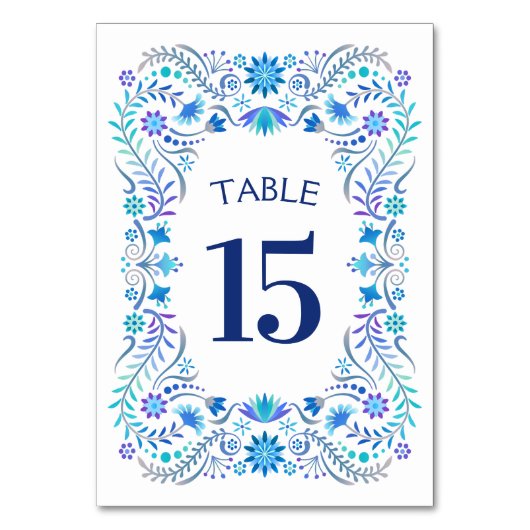 Fiesta Blue Birthday Shower Wedding Tischnummer (Vorderseite)