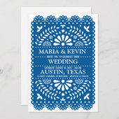 Fiesta Blue Paisley Spanish Wedding Einladung (Vorne/Hinten)