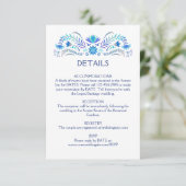 Fiesta Blue Wedding Details Begleitkarte (Stehend Vorderseite)