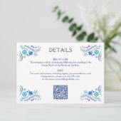 Fiesta Blue Wedding QR Details Begleitkarte (Stehend Vorderseite)