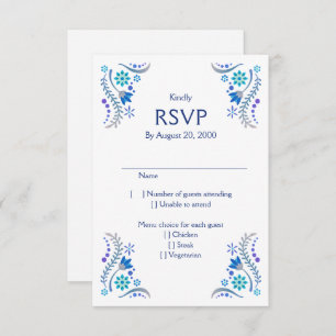 Fiesta Blue Wedding Quinceañera UAWG RSVP Karte