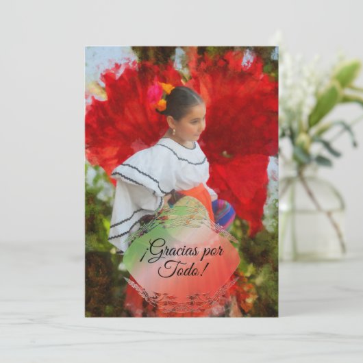 Fiesta Blume Gracias 2555 Vielen Dank Dankeskarte (Stehend Vorderseite)