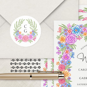 Fiesta Blume Mexikanische Hochzeit Runder Aufkleber