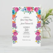 Fiesta-Blume & mexikanische Stickereien Einladung (Stehend Vorderseite)