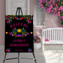 Fiesta Blume Quinceanera Willkommen Easel