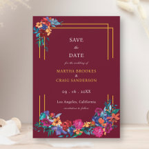Fiesta Blume Save the Date Burgundy Wedding
