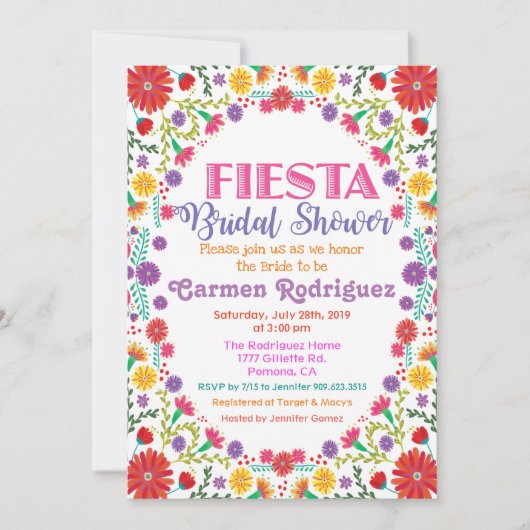 Fiesta Blumendusche Einladung (Vorderseite)
