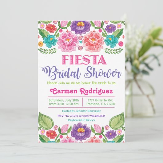 Fiesta Blumendusche Einladung (Stehend Vorderseite)
