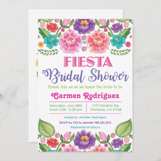 Fiesta Blumendusche Einladung (Vorne/Hinten)