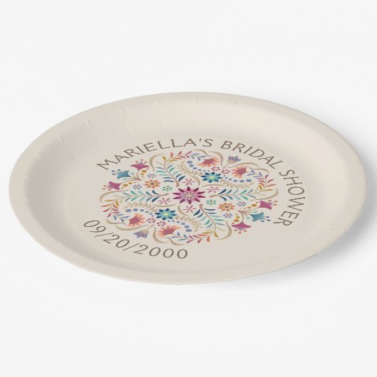 Fiesta Boho Birthday Shower Wedding Pappteller (Schrägansicht)