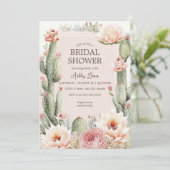 Fiesta Boho Cactus Blume Brautparty Einladung (Stehend Vorderseite)
