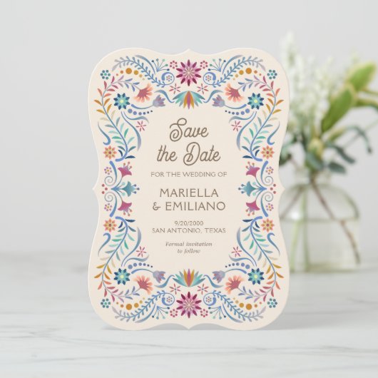 Fiesta Boho Quinceañera Wedding Save the Date (Stehend Vorderseite)