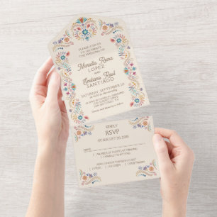 Fiesta Boho Wedding All In One Einladung