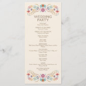 Fiesta Boho Wedding Program Menükarte (Rückseite)