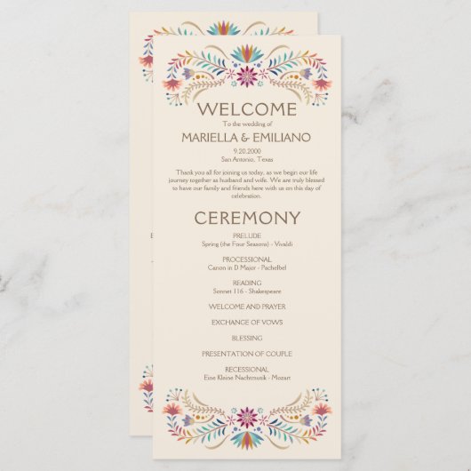 Fiesta Boho Wedding Program Menükarte (Vorne/Hinten)