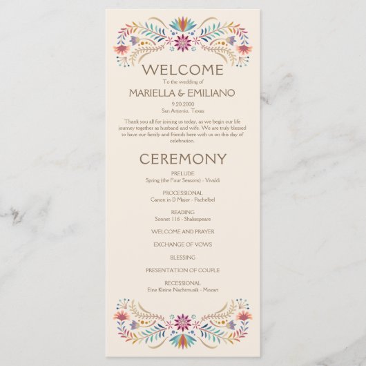 Fiesta Boho Wedding Program Menükarte (Vorderseite)