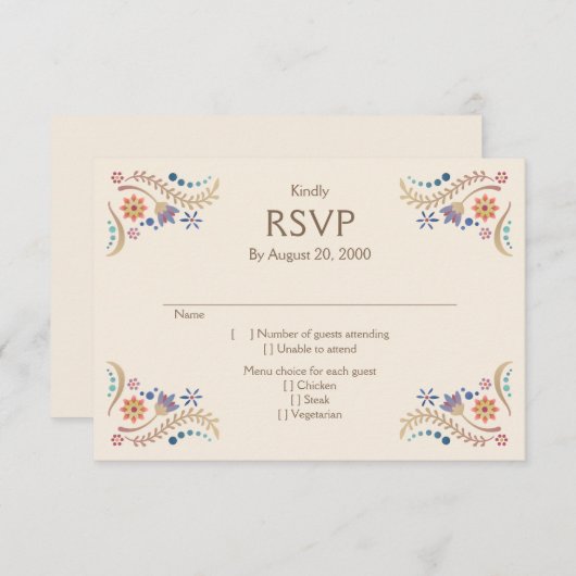 Fiesta Boho Wedding Quinceañera UAWG RSVP Karte (Vorne/Hinten)