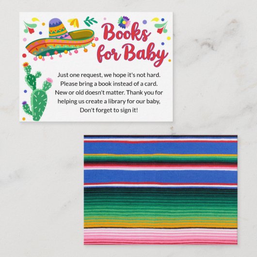 Fiesta Book Request Card - Cactus Baby Shower Inse Begleitkarte (Vorne/Hinten)