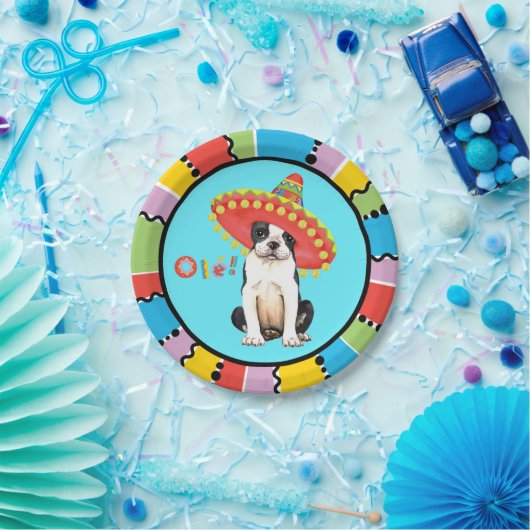 Fiesta Boston Terrier Pappteller (Party)