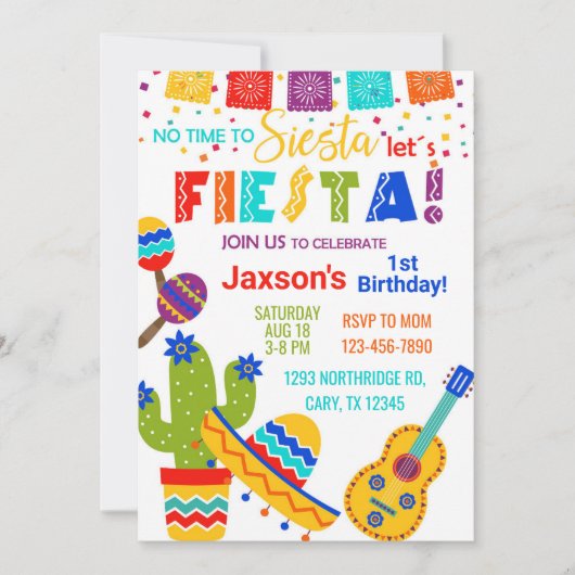 Fiesta boy birthday invitation, 1st birthday. einladung (Vorderseite)