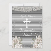 Fiesta Boy Taufe und Geburtstagssilber Einladung (Rückseite)