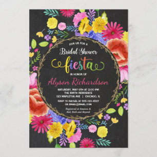 Fiesta Brautdusche Einladung florale Aquarelle