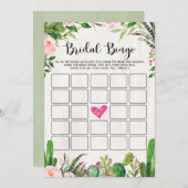 Fiesta Brautparty Game Cactus Pink Floral Card Einladung (Vorne/Hinten)