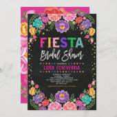Fiesta Brautparty Mexicanisches Blume Chalkboard Einladung (Vorne/Hinten)