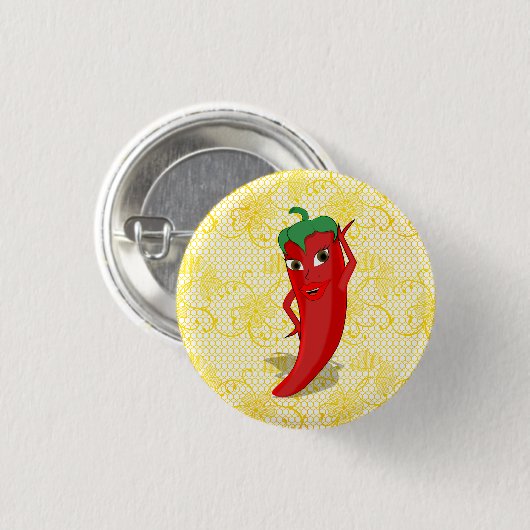 Fiesta Brautparty mit rotem, heißem Pfeffer Diva Button (Vorne & Hinten)