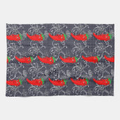 Fiesta Brautparty mit rotem, heißem Pfeffer Diva Geschirrtuch (Horizontal)