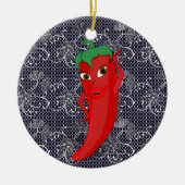 Fiesta Brautparty mit rotem, heißem Pfeffer Diva Keramik Ornament (Vorne)