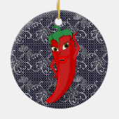 Fiesta Brautparty mit rotem, heißem Pfeffer Diva Keramik Ornament (Hinten)