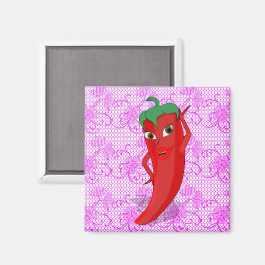 Fiesta Brautparty mit rotem, heißem Pfeffer Diva Magnet (Vorderseite/Rückseite)