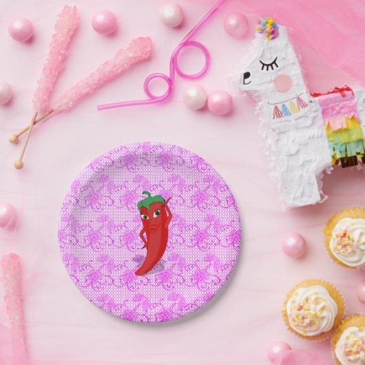 Fiesta Brautparty mit rotem, heißem Pfeffer Diva Pappteller (Party)