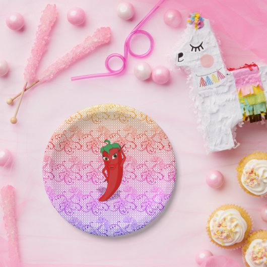 Fiesta Brautparty mit rotem, heißem Pfeffer Diva Pappteller (Party)