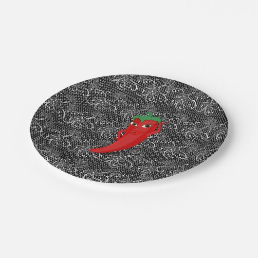 Fiesta Brautparty mit rotem, heißem Pfeffer Diva Pappteller (Schrägansicht)