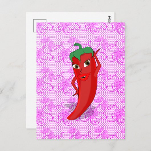 Fiesta Brautparty mit rotem, heißem Pfeffer Diva Postkarte (Vorne/Hinten)
