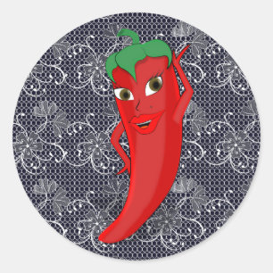 Fiesta Brautparty mit rotem, heißem Pfeffer Diva Runder Aufkleber
