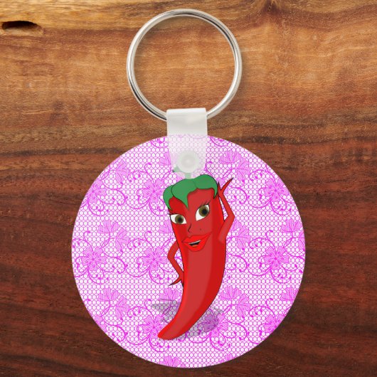 Fiesta Brautparty mit rotem, heißem Pfeffer Diva Schlüsselanhänger (Vorderseite)