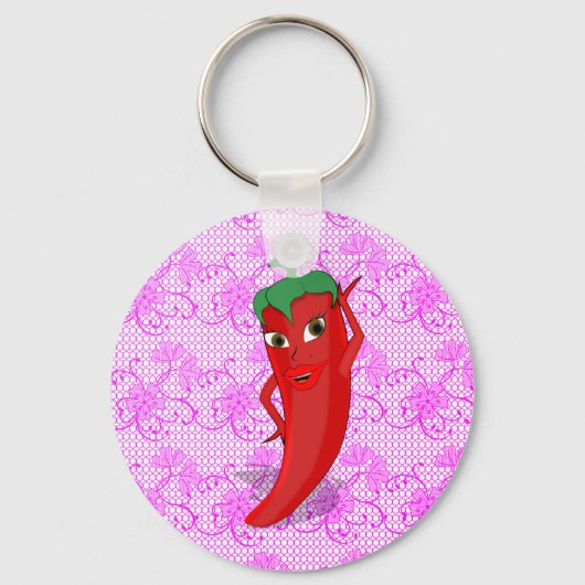 Fiesta Brautparty mit rotem, heißem Pfeffer Diva Schlüsselanhänger (Rückseite)