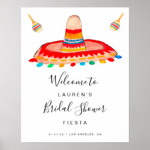 Fiesta-Brautparty-Willkommensschild mit Sombrero Poster